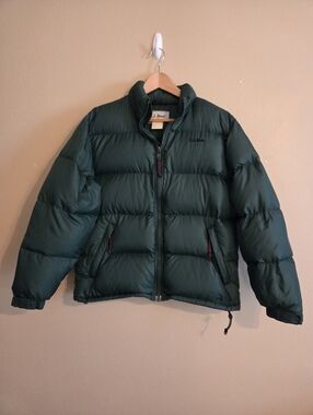 L.L. BEAN 90's Vintage Dark Green Classic Packable Goose Down Puffer Jacket SZ M